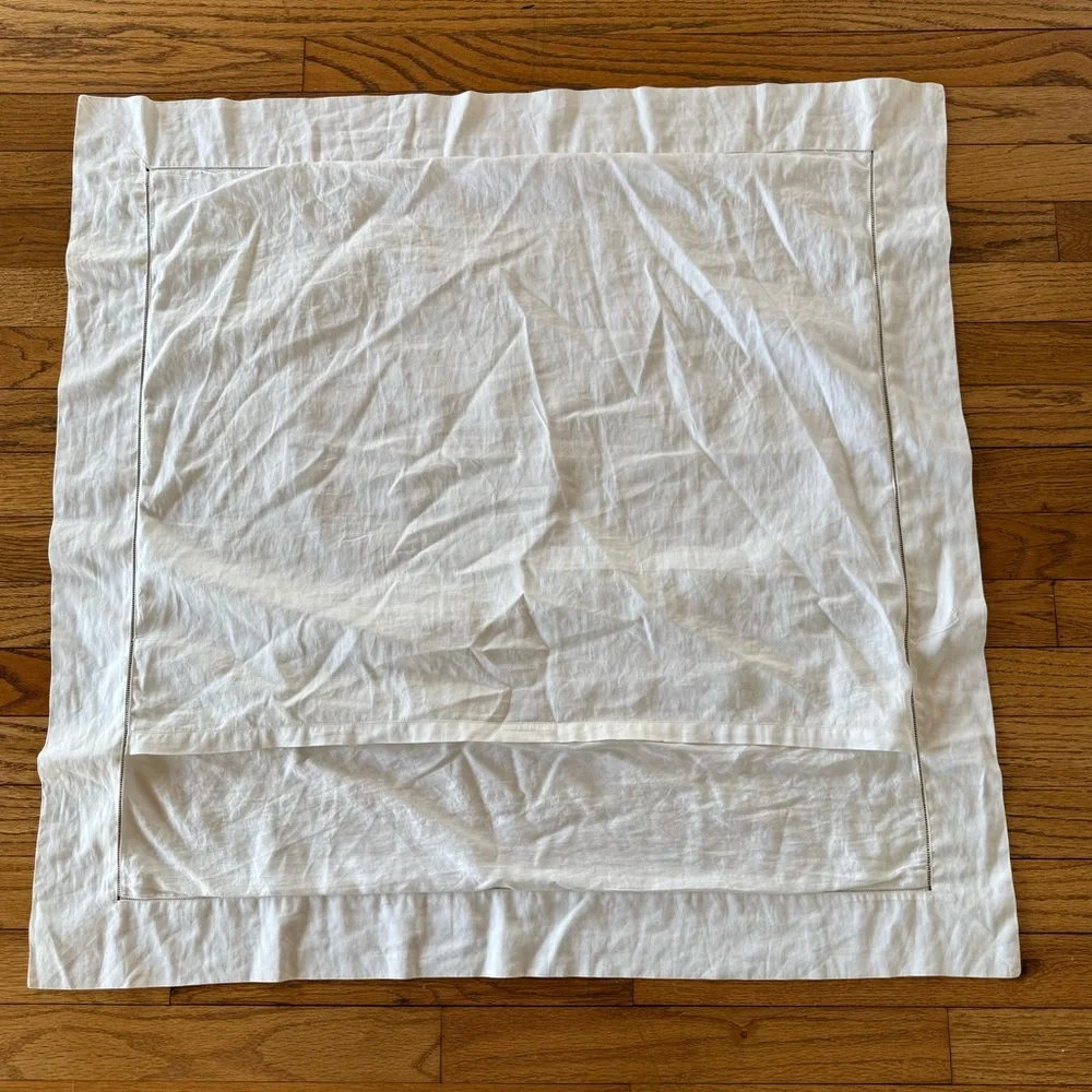 Sferra Euro Continental Sham 32x32 White Egyptian Cotton Hand Embroidered